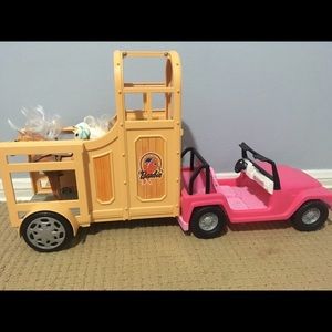 Barbie car with trailer
